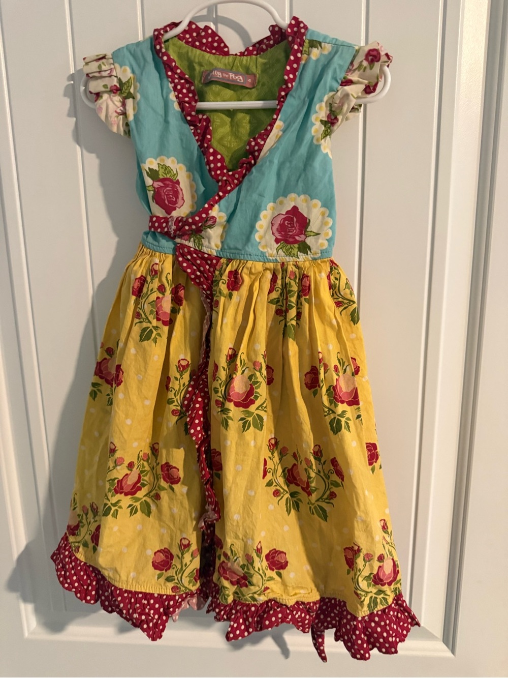 Jelly the Pug Girls’ Floral Ruffle Dress – Size 4